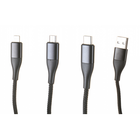 Кабель 3 in 1 USB Lightning/Micro/Type-C Xiaomi  SOLOVE 120cm Черный