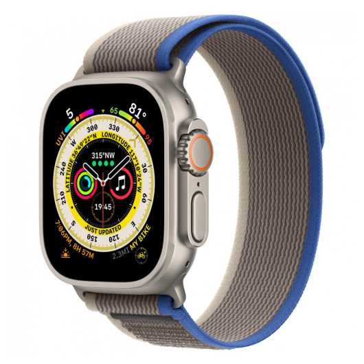 Умные часы Apple Watch Ultra GPS+Cellular 49mm Titanium Case  Blue/Gray Trail Loop S/M, (MNHT3)