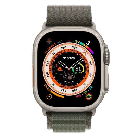 Умные часы Apple Watch Ultra GPS+Cellular 49mm Titanium Case with Green Alpine Loop M