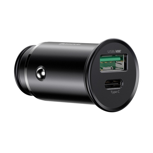 Автомобильное зарядное устройство BASEUS Circular Metal, VOOC USB+USB-C, 5A, 30 Вт, черный