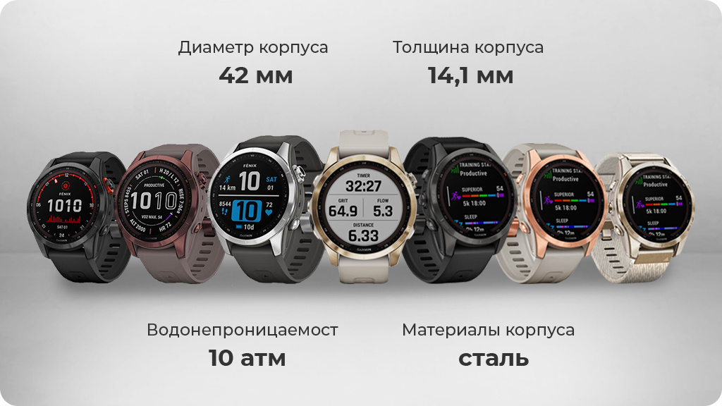 Умные часы Garmin Fenix 7S серебристый с белым силиконовым ремешком